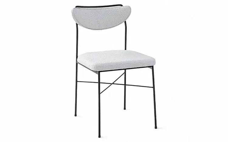 CADEIRA DE METAL E MADEIRA LÉA TEC. BOUCLE OFFWHITE 44X57X81,5 CM