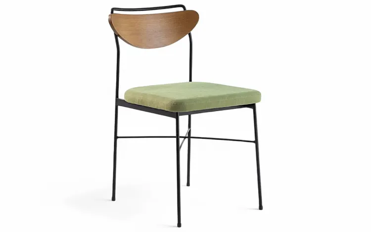 CADEIRA DE METAL PARA MESA DE JANTAR LÉA VERNIZ AMÊNDOA E TEC. VERDE MUSGO 44X57X81,5 CM