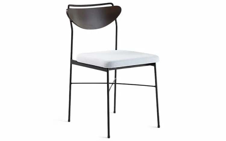 CADEIRA ESTOFADA DE METAL LÉA VERNIZ CAPUCCINO E TEC. CINZA CLARO 44X57X81,5 CM