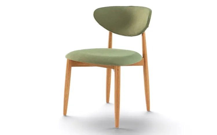 CADEIRA JANTAR ESTOFADA MODERNA ISIS VERNIZ AMÊNDOA E TEC. VERDE MUSGO 53X59X82CM