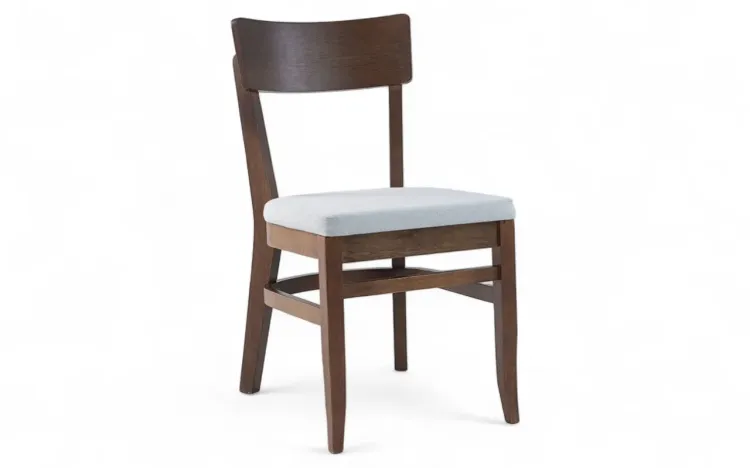 CADEIRA JANTAR ESTOFADA IPIOCA VERNIZ CAPUCCINO E TEC. 915 CINZA CLARO 45,5X57,5X82,5CM