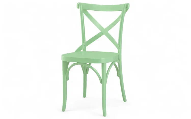CADEIRA X DE MADEIRA TORNEADA COM ENCOSTO ANATÔMICO MADELEINE LACA VERDE SÁLVIA 50x54,5x86 CM