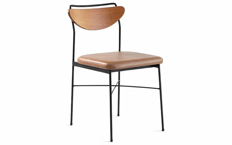 CADEIRA DE METAL E MADEIRA LÉA VERNIZ JATOBÁ E TEC. COURO SINTÉTICO CARAMELO 44X57X81,5 CM