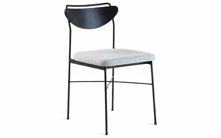 CADEIRA DE METAL PARA SALA DE JANTAR LÉA LACA PRETO E TEC. MESCLA 44X57X81,5 CM