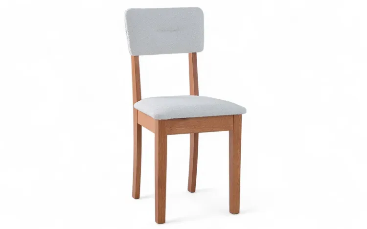 CADEIRA DE MADEIRA PARA SALA DE JANTAR CIMA VERNIZ JATOBÁ E TEC.B001 BOUCLE OFF WHITE 43X47X86,5 CM