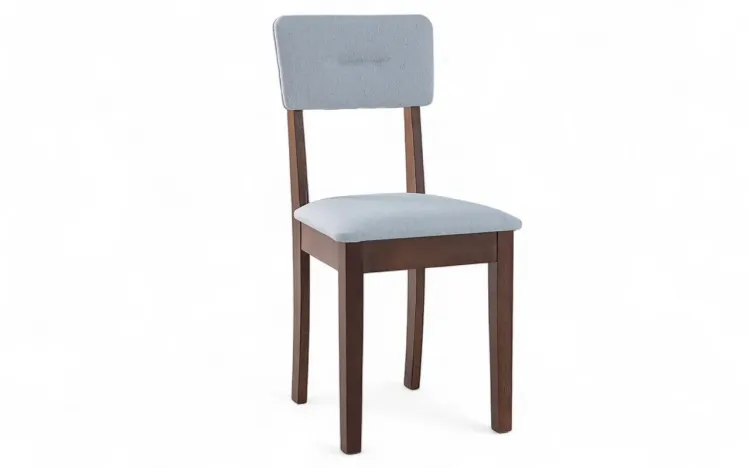 CADEIRA JANTAR ESTOFADA CIMA VERNIZ CAPUCCINO E TEC.915 CINZA CLARO 43X47X86,5 CM