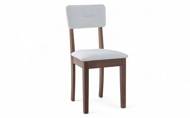 CADEIRA DE MADEIRA PARA SALA DE JANTAR CIMA VERNIZ CAPUCCINO E TEC.B001 BOUCLE OFF WHITE 43X47X86,5 CM