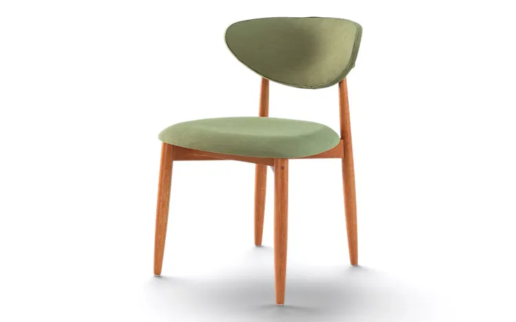 CADEIRA COM ENCOSTO ANATÔMICO ISIS VERNIZ JATOBÁ E TEC. VERDE MUSGO 53X59X82CM