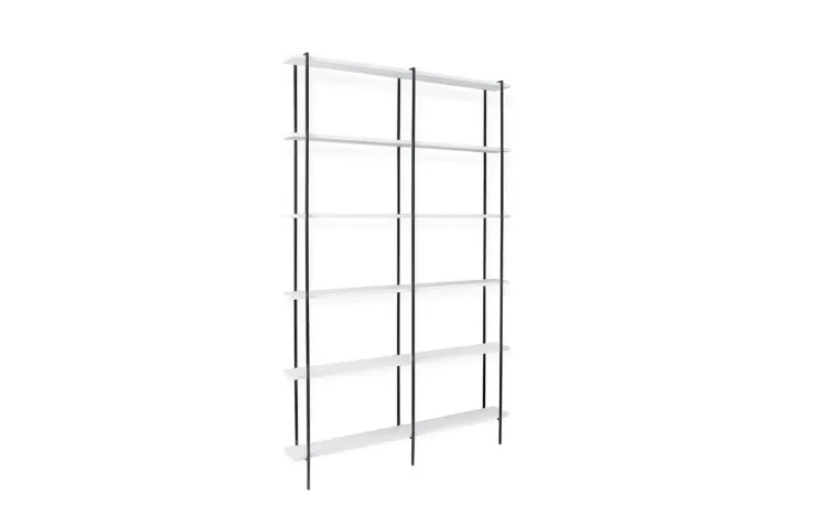 ESTANTE PARA ESCRITÓRIO ESTILO INDUSTRIAL 6 PRATELEIRAS DE METAL CROSBY MDF ROSA MILKSHAKE 110x14x180CM