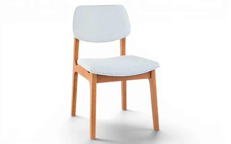 CADEIRA DE MADEIRA PARA MESA DE JANTAR ALVA VERNIZ JATOBÁ TEC. BOUCLE OFF WHITE 46x56,5x85,5 CM