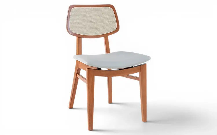 CADEIRA COM PALHINHA PARA MESA DE JANTAR SPARTA VERNIZ JATOB&Aacute; TEC. CORINO OFF WHITE 46x56,5x85,5 CM