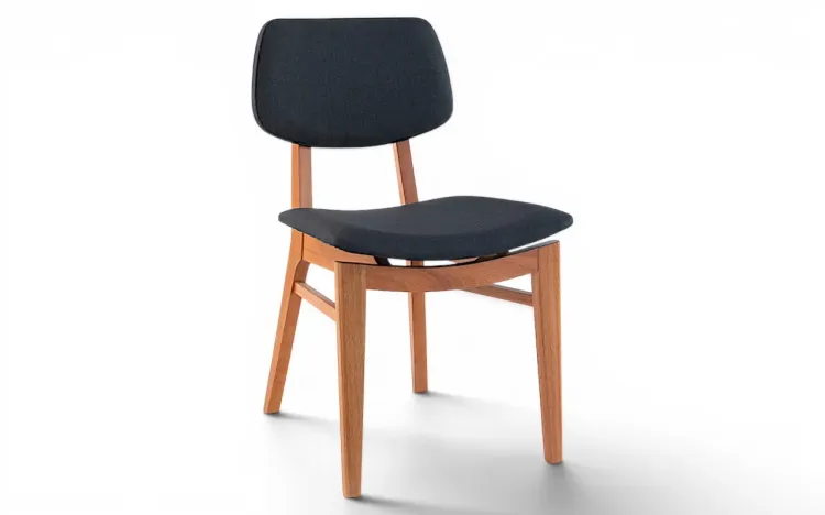 CADEIRA ESTOFADA PARA SALA DE JANTAR SPARTA VERNIZ JATOBÁ TEC. ALGODÃO PRETO 46x56,5x85,5 CM