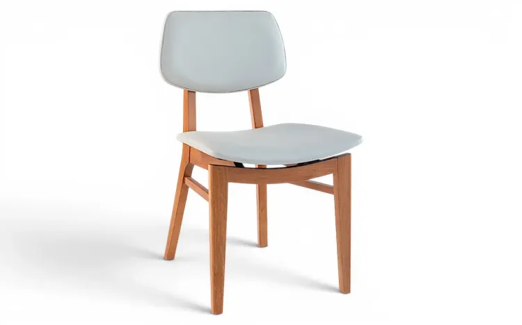 CADEIRA PARA MESA DE JANTAR ESTOFADA SPARTA VERNIZ JATOB&Aacute; CORINO OFF WHITE 46x56,5x85,5 CM