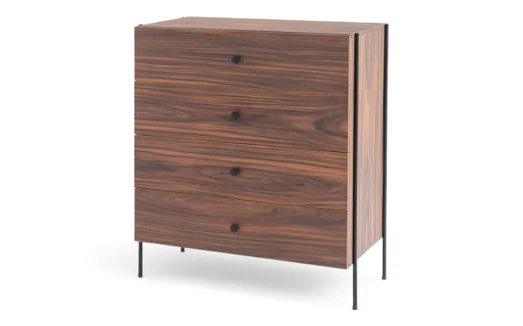 GAVETEIRO PARA QUARTO COM PÉS DE METAL TRAY PAU FERRO 82X41,5X94 CM