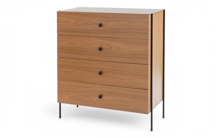 CÔMODA GAVETEIRO PARA QUARTO 4 GAVETAS COM PÉS DE METAL TRAY FREIJÓ 82X41,5X94 CM