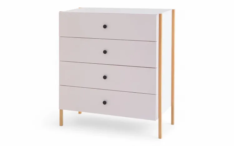 CÔMODA ROSA COM 4 GAVETAS E PÉ DE MADEIRA NASH ROSA MILKSHAKE 84x41,5x94 CM