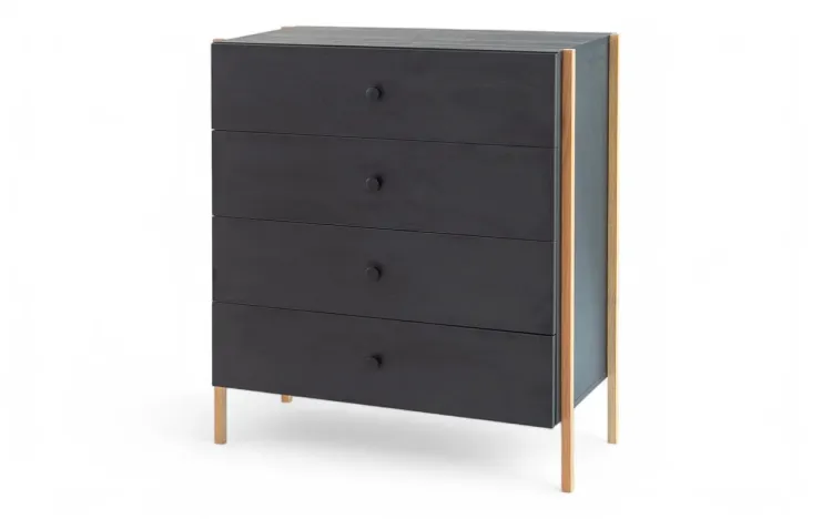 CÔMODA PRETA 4 GAVETAS NASH 84x41,5x94 CM