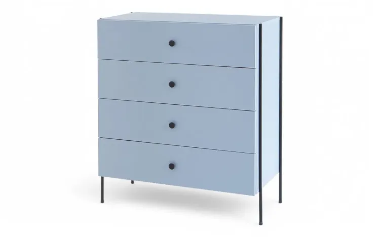 CÔMODA 4 GAVETAS PARA QUARTO COM PÉS DE METAL TRAY AZUL SERENO 82X41,5X94 CM