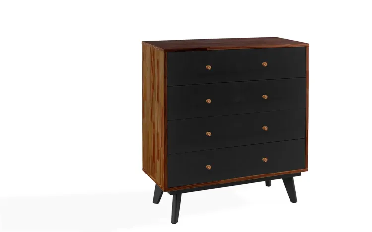 [OUTLET] CÔMODA 4 GAVETAS CELESTE PUXADOR BOLINHA CAPUCCINO E PRETO 90X40X98CM