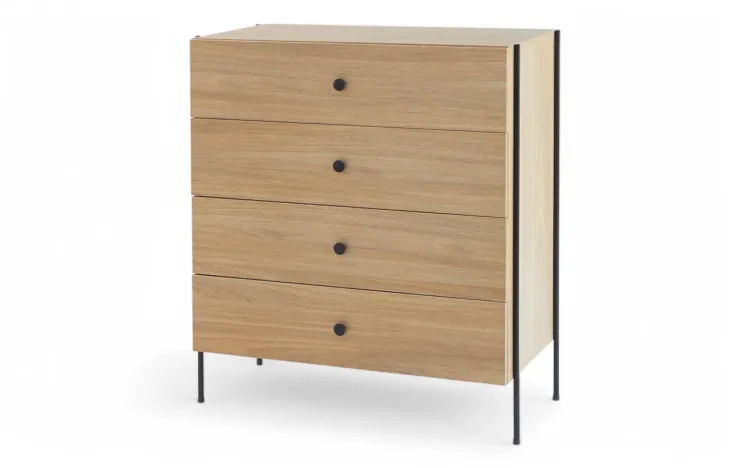 CÔMODA PARA QUARTO 4 GAVETAS PÉS DE METAL TRAY DUAL SYNCRO 82X41,5X94 CM