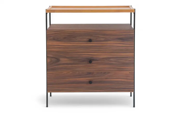 CÔMODA DE QUARTO 3 GAVETAS E BANDEJA TRAY PAU FERRO  82X41,5X94 CM