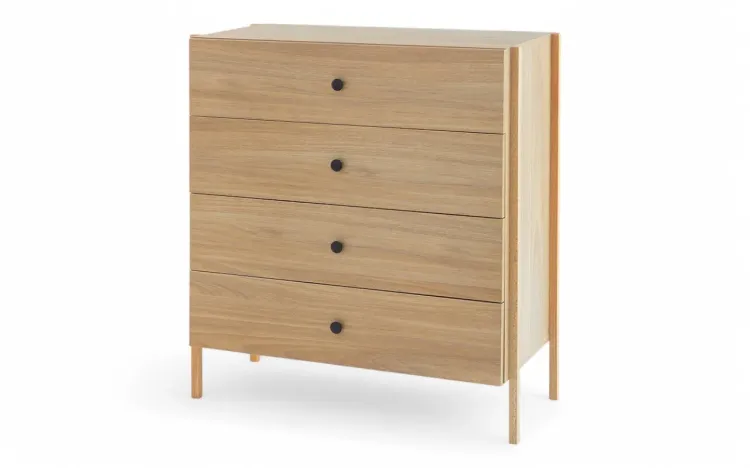 CÔMODA 4 GAVETAS PARA QUARTO COM PÉS DE MADEIRA NASH DUAL SYNCRO 84x41,5x94 CM