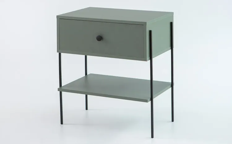 MESA DE CABECEIRA COM PÉS DE METAL NASH MDF VERDE ESCURO E PÉS METAL 52X37X60 CM