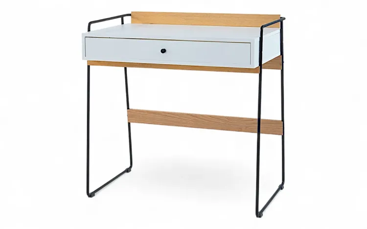 ESCRIVANINHA BRANCA PEQUENA 1 GAVETA E PÉS DE METAL 82,5x50x83CM