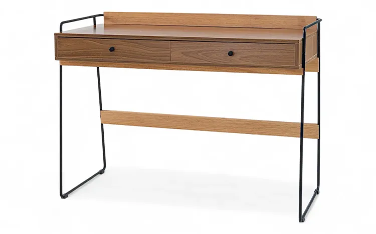 MESA ESCRIVANINHA 2 GAVETAS COM PÉS DE METAL FREIJÓ 112,5x50x83CM