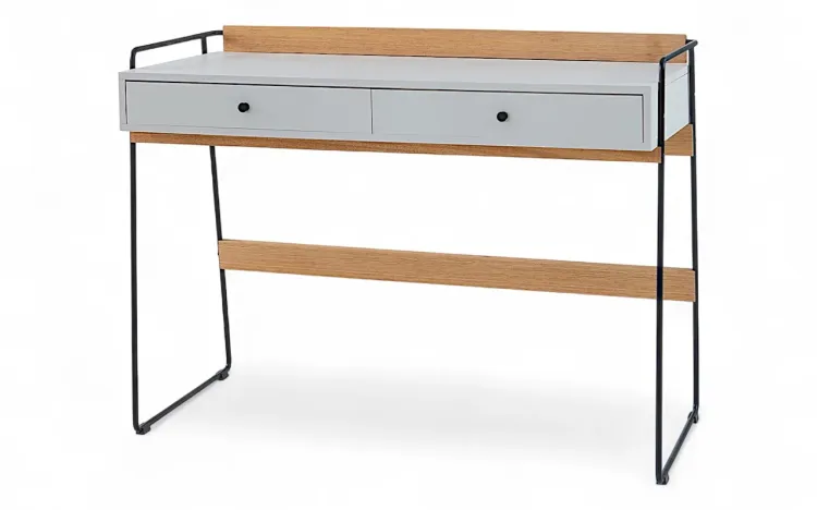 ESCRIVANINHA OFF WHITE 2 GAVETAS PÉS DE METAL BEND NUDE GREIGE 112,5x50x83CM