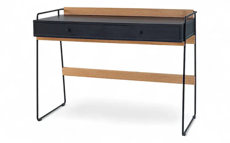 MESA DE COMPUTADOR PRETA 2 GAVETAS E PÉS DE METAL BEND 112,5x50x83CM