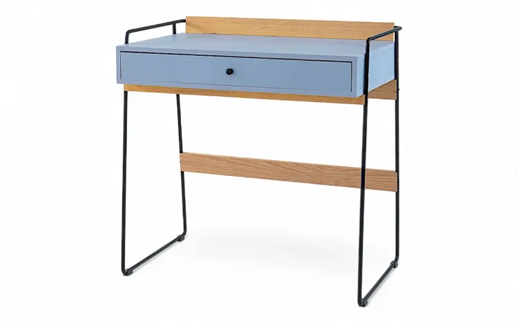 ESCRIVANINHA QUARTO COM GAVETA PÉS DE METAL BEND AZUL SERENO 82,5x50x83CM