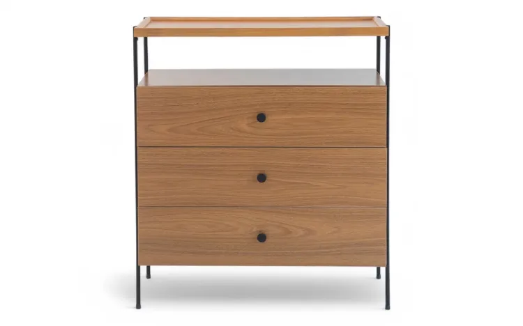 CÔMODA MODERNA PARA QUARTO 3 GAVETAS E BANDEJA TRAY FREIJÓ 82X41,5X94 CM