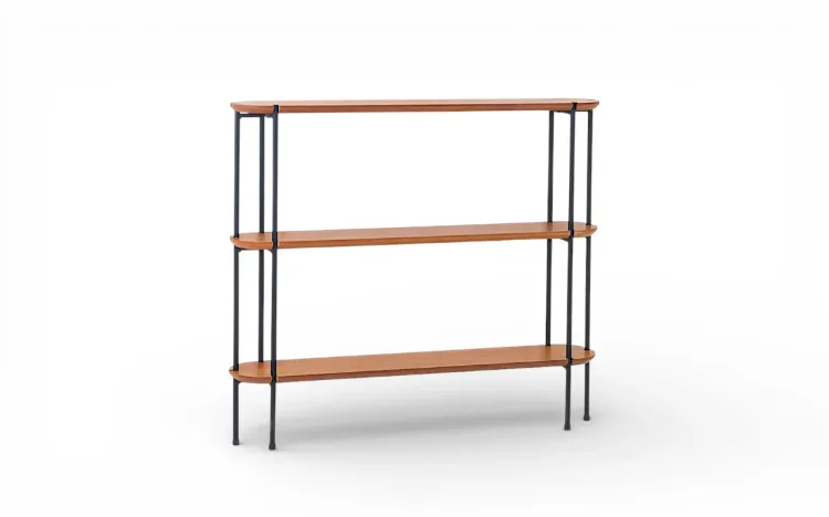 ESTANTE APARADOR 3 PRATELEIRAS PARA HALL DE ENTRADA E CORREDOR EM MADEIRA E METAL MOOB  90X15,5X90CM