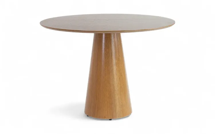 MESA DE JANTAR BASE CÔNICA REDONDA VETTA 90X90CM VERNIZ AMENDOA