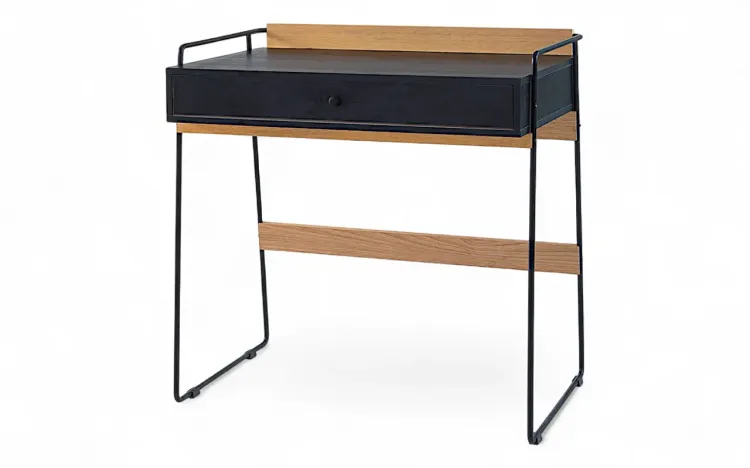 ESCRIVANINHA PRETA COM GAVETA E PÉS DE METAL BEND 82,5x50x83CM