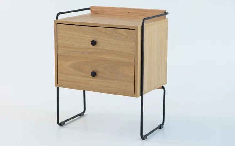 MESINHA DE CABECEIRA 2 GAVETAS BEND MDF DUAL E PÉS DE METAL 52,5X37X64,5 CM