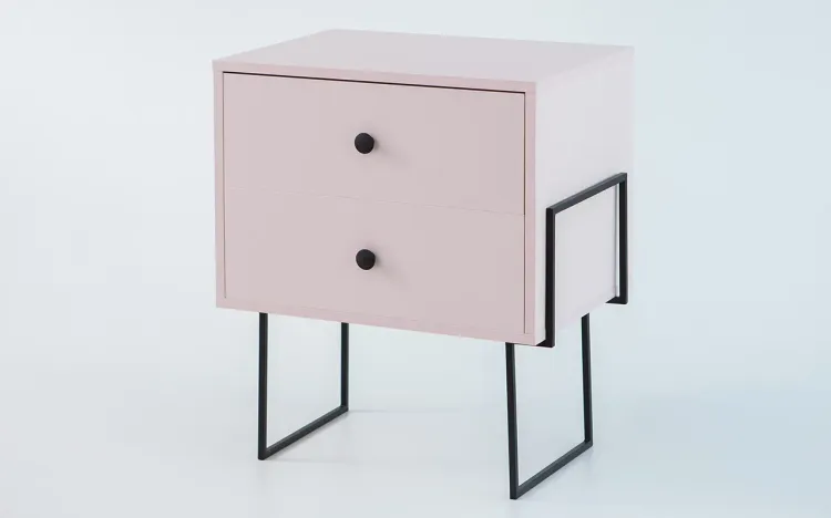 MESA DE CABECEIRA PARA QUARTO ZNASH MDF ROSA MILKSHAKE E PÉS METAL 52X37X60 CM