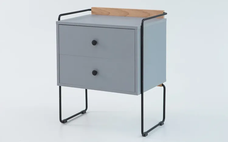 MESA DE CABECEIRA PARA QUARTO BEND MDF CINZA PURO PÉS METAL 52,5X37X64,5 CM