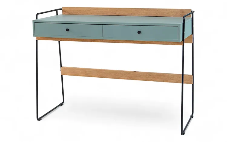 ESCRIVANINHA ESCRITÓRIO 2 GAVETAS PÉS DE METAL BEND VERDE CLARO 112,5x50x83CM