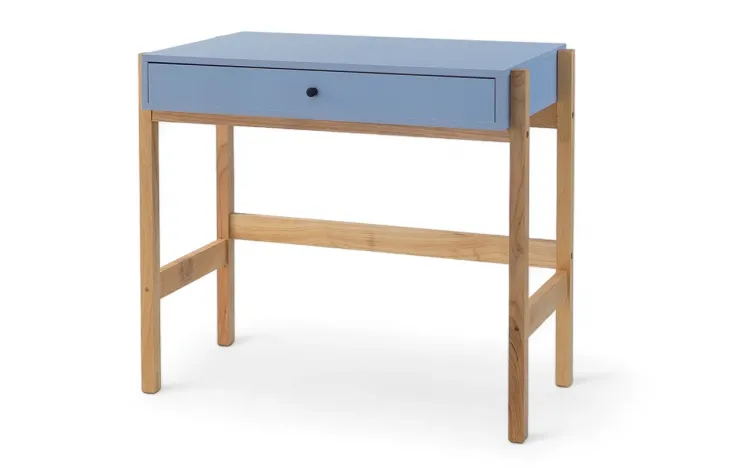 ESCRIVANINHA PEQUENA 1 GAVETA E PÉS DE MADEIRA NASH AZUL SERENO 86x50x77CM
