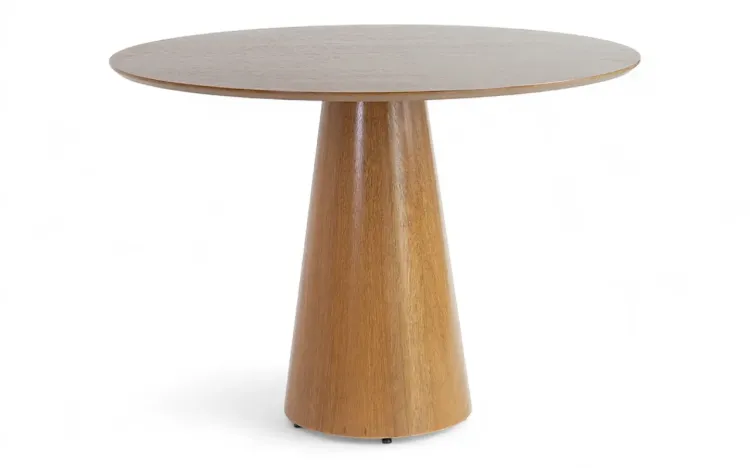 MESA DE JANTAR BASE CONE REDONDA 4 LUGARES VETTA 110X110CM VERNIZ AMENDOA