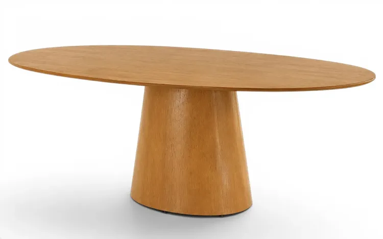 MESA OVAL PARA JANTAR 8 LUGARES 180x90CM AURA VERNIZ AMENDOA