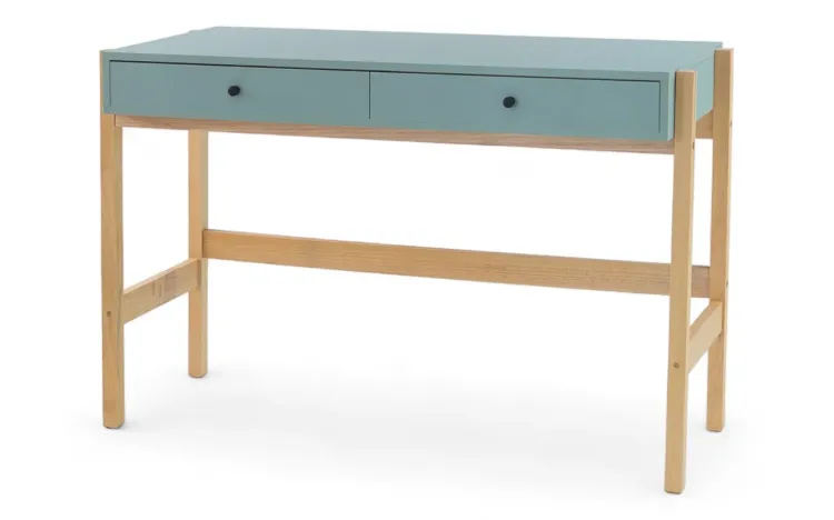 MESA COMPUTADOR 2 GAVETAS PÉS DE MADEIRA NASH VERDE CLARO JADE 116x50x77CM