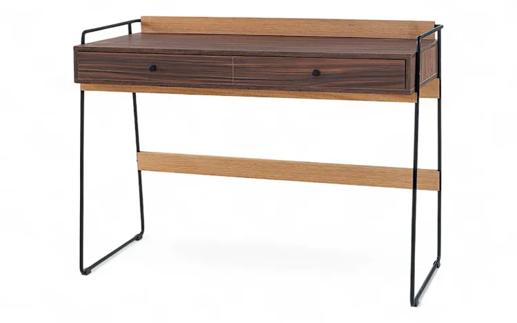MESA PARA ESTUDO COM 2 GAVETAS PÉS DE METAL BEND PAU FERRO 112,5x50x83CM