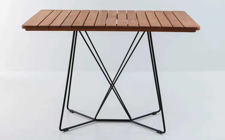 MESA RETANGULAR PARA ÁREA GOURMET MADEIRA MACIÇA E METAL BEND 110X80X75CM STAIN JATOBÁ