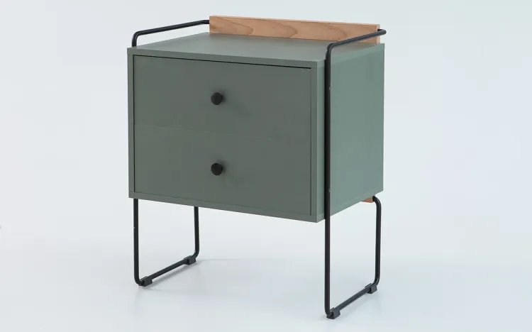 MESINHA LATERAL PARA QUARTO BEND MDF VERDE ESCURO E PÉS METAL 52,5X37X64,5 CM