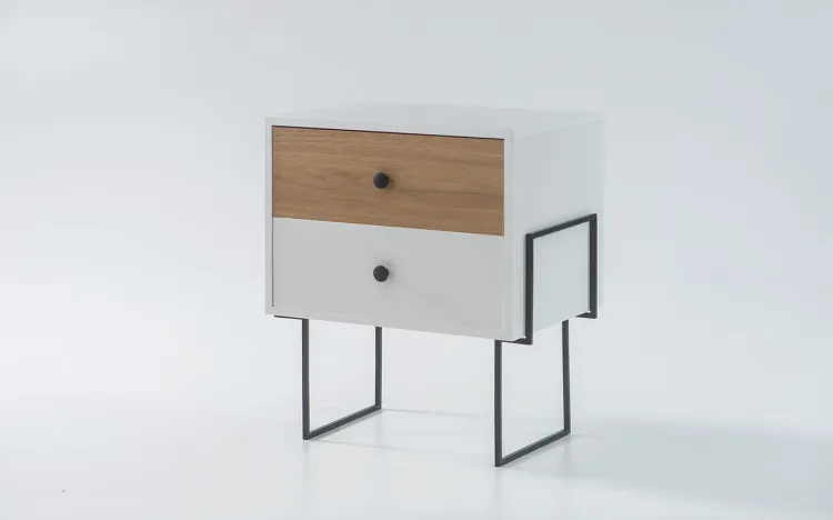 MESINHA DE CABECEIRA COM GAVETA ZNASH MDF BRANCO COM DUAL E PÉS DE METAL 52X37X60 CM