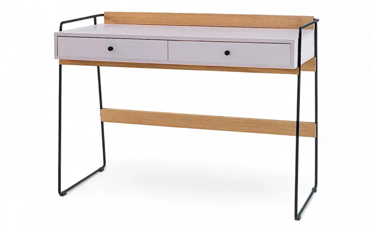 ESCRIVANINHA ROSA 2 GAVETAS PÉS DE METAL BEND 112,5x50x83CM