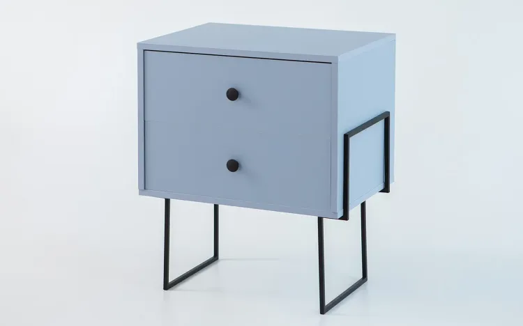 MESINHA LATERAL PARA QUARTO ZNASH MDF AZUL SERENO E PÉS DE METAL 52X37X60 CM